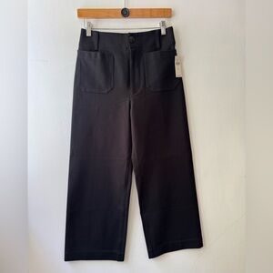 Anthropologie Maeve The Colette Cropped Wide-Leg Pants Ponte Black 27 NWT